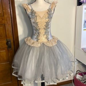 Weissman. Medium Adult. Ballet costume. Pale blue. Cream. Sequins. Beading.